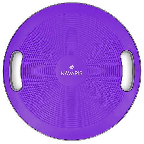 Navaris Plataforma de Equilibrio con Asas - Tabla para Ejercicios de coordinación - Disco para Entrenamiento de Fitness de Ø 40CM en Morado