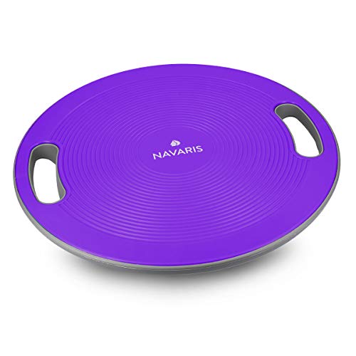 Navaris Plataforma de Equilibrio con Asas - Tabla para Ejercicios de coordinación - Disco para Entrenamiento de Fitness de Ø 40CM en Morado