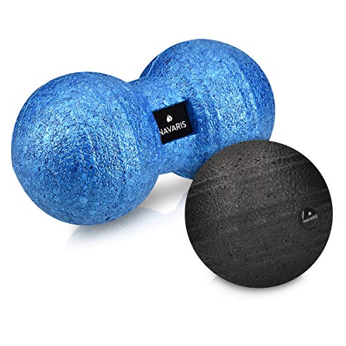 Navaris Set de 2 Pelotas para Masaje - Bolas Lacrosse Simple y Doble - Terapia miofascial para Espalda Pierna Cuello y pie - con Bolsa de Transporte Navaris Set de 2 Pelotas para Masaje - Bolas Lacrosse Simple y Doble - Terapia miofascial para Espalda Pierna Cuello y pie - con Bolsa de Transporte