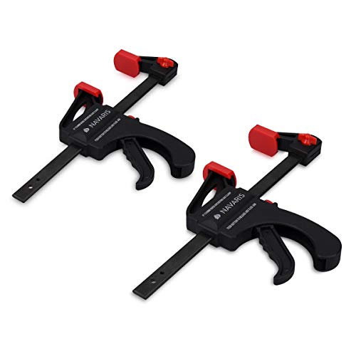 Navaris Set de 2x sargentos de barra - 2 Abrazaderas de carril para apriete interior y exterior - Herramienta de carpintero - 2x de 15CM Navaris Set de 2x sargentos de barra - 2 Abrazaderas de carril para apriete interior y exterior - Herramienta de carpintero - 2x de 15CM