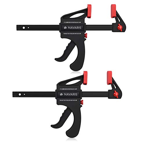 Navaris Set de 2x sargentos de barra - 2 Abrazaderas de carril para apriete interior y exterior - Herramienta de carpintero - 2x de 15CM Navaris Set de 2x sargentos de barra - 2 Abrazaderas de carril para apriete interior y exterior - Herramienta de carpintero - 2x de 15CM