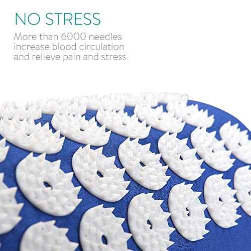 Navaris Set de masaje de acupresión - Esterilla de acupuntura y almohada - Manta para alivio de contracturas musculares dolor muscular Azul y blanco Navaris Set de masaje de acupresión - Esterilla de acupuntura y almohada - Manta para alivio de contracturas musculares dolor muscular Azul y blanco