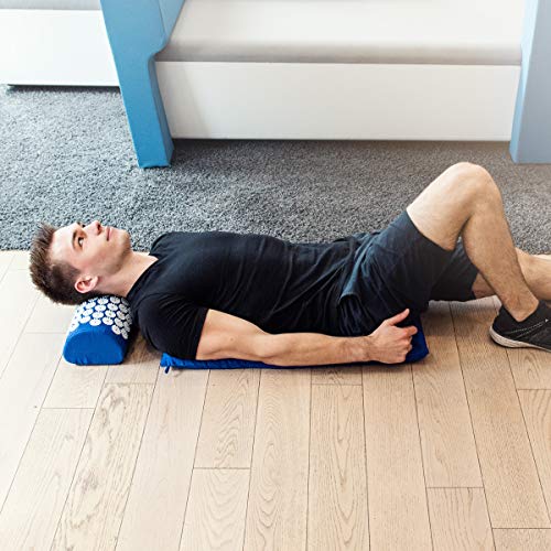 Navaris Set de masaje de acupresión - Esterilla de acupuntura y almohada - Manta para alivio de contracturas musculares dolor muscular Azul y blanco Navaris Set de masaje de acupresión - Esterilla de acupuntura y almohada - Manta para alivio de contracturas musculares dolor muscular Azul y blanco