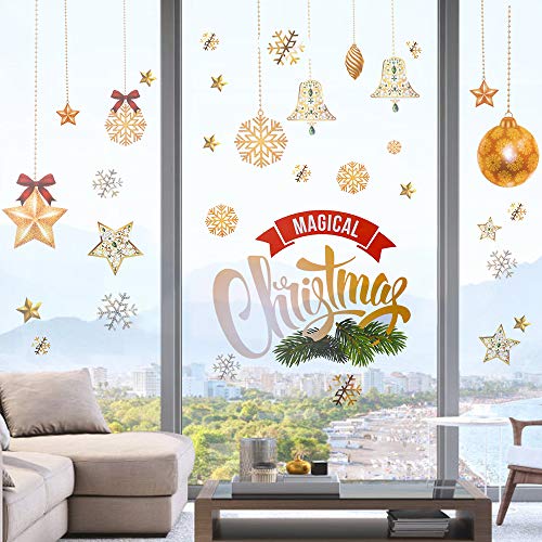 Navideños Etiqueta Estática, hicoosee Reutilizable Ventana de Navidad se Aferra para Decoraciones de Escaparates