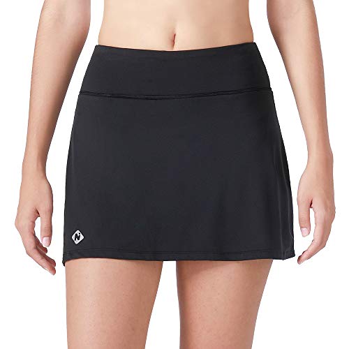 NAVISKIN Falda Pantalón Deportiva de Tenis Golf para Mujer Skorts Casuales con Bolsillos para Correr Entrenamiento Pilates Fitness Elástica Transpirable Negro M