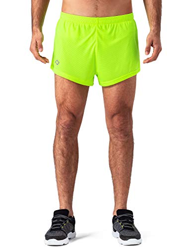 NAVISKIN Pantalones Cortos de Atletismo para Hombre Shorts Deportivos de Correr Fitness Secado Rápido Ligero Súper Transpirables Elásticos Elementos Reflectantes (Amarillo, M)