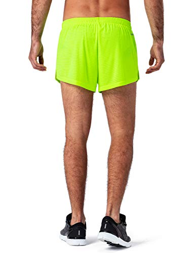 NAVISKIN Pantalones Cortos de Atletismo para Hombre Shorts Deportivos de Correr Fitness Secado Rápido Ligero Súper Transpirables Elásticos Elementos Reflectantes (Amarillo, M)