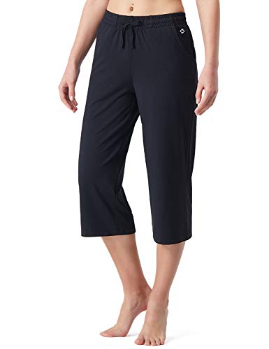 NAVISKIN Pantalones de Fitness para Mujer Capri Pirata Pants Atléticos Deportivos Correr Térmicos Chándal Deporte Yoga Running Entrenamiento con Bolsillos Laterales Negro XXL