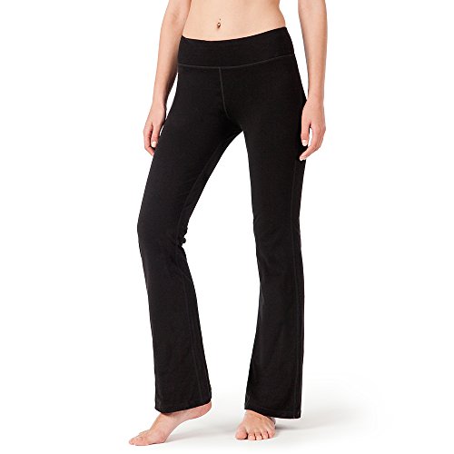 NAVISKIN Pantalones de Yoga para Mujer Pants de Pilates Bolsillos Elástico Transpirable Ideal para Danza Correr Trotar Ejercicio Aeróbico Pilates Fitness Negro Inseam-29in M