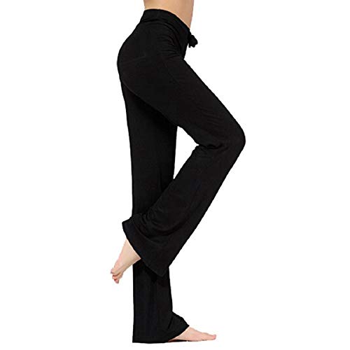 NB Pantalones de Yoga para Mujer, Pantalones Casuales de Yoga con cordón para Yoga y Correr (Negro, Large)
