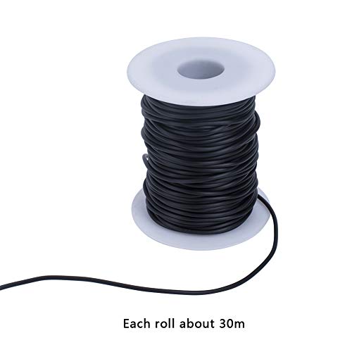 NBEADS 1 Rollo 30M Cordón de Caucho Sintético, 2mm Cordón Macizo de Caucho Negro para Manualidades de Bricolaje y Decoración Colgante