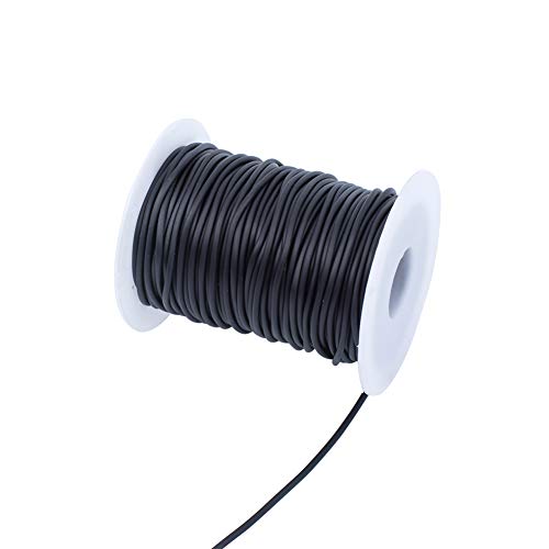 NBEADS 1 Rollo 30M Cordón de Caucho Sintético, 2mm Cordón Macizo de Caucho Negro para Manualidades de Bricolaje y Decoración Colgante