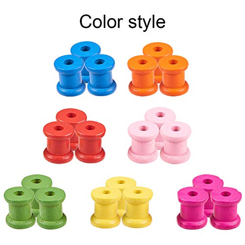 NBEADS 200 PCS Mini Carretes Vacíos de Madera Teñidos, Colorido Carretes de Madera Hilo de Coser de Alambre de Bobina de Costura para Punto de Cruz Bordado Hilo de Hilo de Almacenamiento