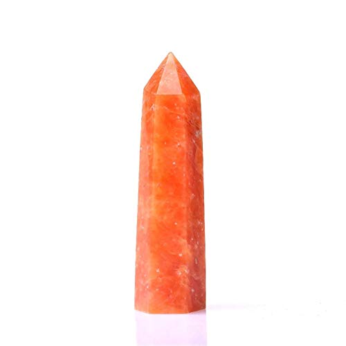 NBKLSD Cristales 1pc Cristal Natural de Punto Sunstone Energía Piedra en Bruto Cuarzo Torre Naranja Varita for la decoración casera Reiki obelisco Regalo (Color : Sunstone, Size : 70 80mm)