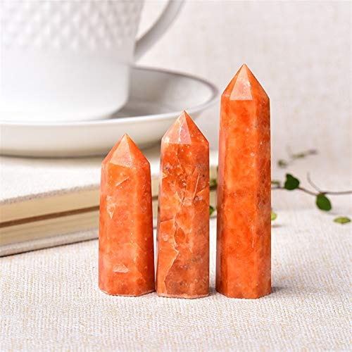 NBKLSD Cristales 1pc Cristal Natural de Punto Sunstone Energía Piedra en Bruto Cuarzo Torre Naranja Varita for la decoración casera Reiki obelisco Regalo (Color : Sunstone, Size : 70 80mm)