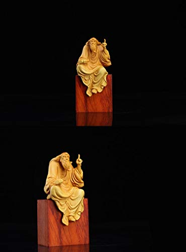 N\C Laozi Figuras en miniatura Lobular de madera de la estatua decoración de la pared adornos hogar colección Zen arte predicando arte