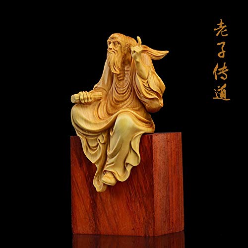 N\C Laozi Figuras en miniatura Lobular de madera de la estatua decoración de la pared adornos hogar colección Zen arte predicando arte