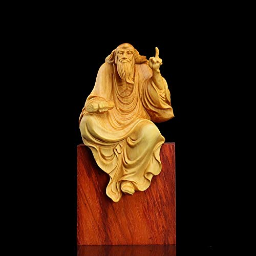 N\C Laozi Figuras en miniatura Lobular de madera de la estatua decoración de la pared adornos hogar colección Zen arte predicando arte