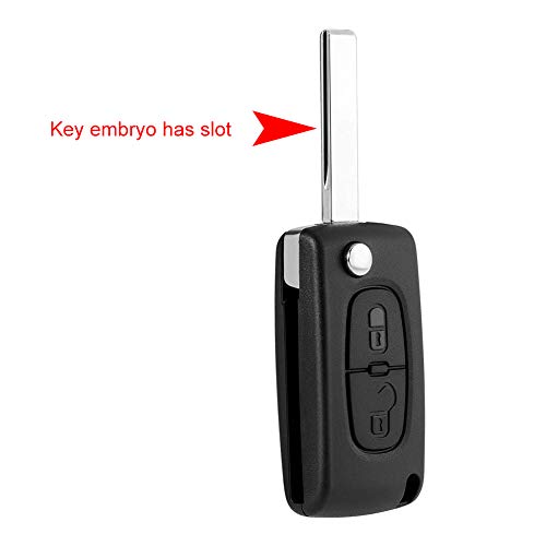 Ndier Car Key Shell, Llave de 2 Botones Key Case Fob Carcasa para Peugeot Citroen 207 307 308 ce0536