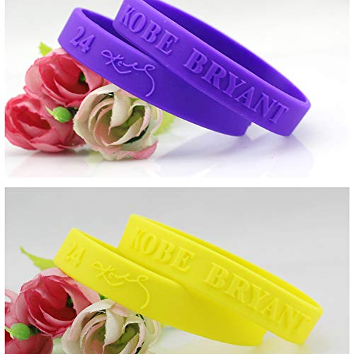 Ndier Pulsera de silicona de baloncesto, juego de 6 pulseras coloridas y elásticas estampadas Kobe bandas de muñeca deportivas unisex para adultos y Adolescente