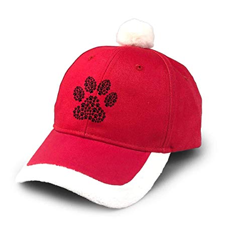 NE Santa Gorra de béisbol con dibujos animados de peluche de perro lindo gorro de Navidad rojo