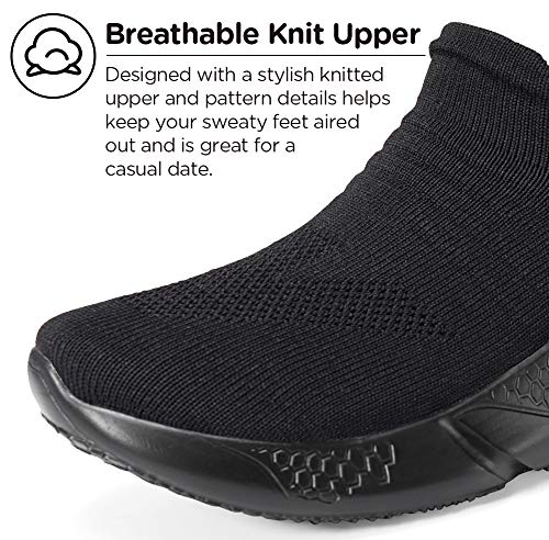 NEARDREAM Zapatillas Unisex Slip on Running Deportes para Hombres Mujer Caminar Zapatos Ejecutar Outdoor Calzado Casual Black UK 6/ EU 41