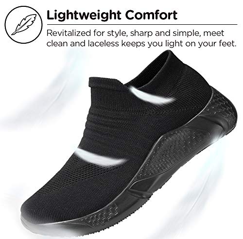 NEARDREAM Zapatillas Unisex Slip on Running Deportes para Hombres Mujer Caminar Zapatos Ejecutar Outdoor Calzado Casual Black UK 6/ EU 41