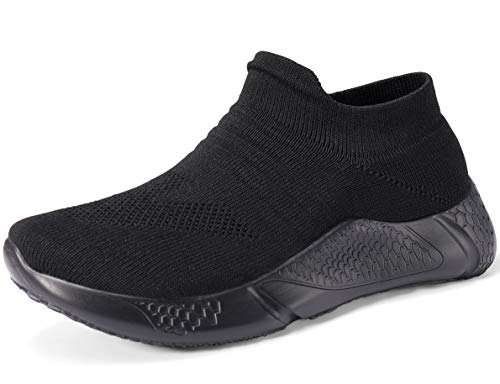 NEARDREAM Zapatillas Unisex Slip on Running Deportes para Hombres Mujer Caminar Zapatos Ejecutar Outdoor Calzado Casual Black UK 6/ EU 41