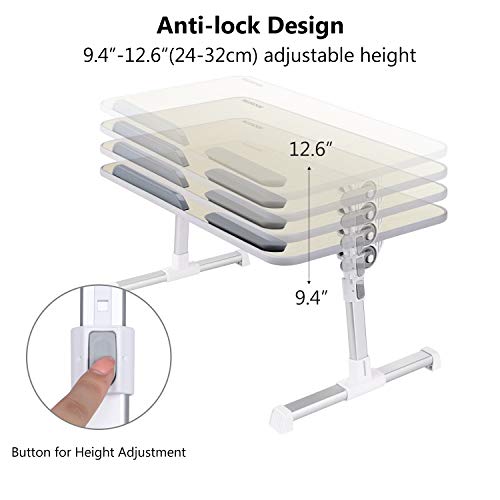 NearPow Mesa de Cama para Portátil Ajustable Plegable Sofá Mesa de Desayuno Mesa Plegable Ordenador Mesa Plegable Lectura para Niños (Crema-Tamaño Grande)