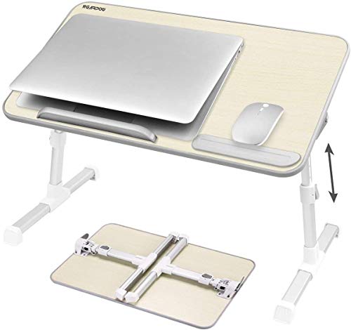 NearPow Mesa de Cama para Portátil Ajustable Plegable Sofá Mesa de Desayuno Mesa Plegable Ordenador Mesa Plegable Lectura para Niños (Crema-Tamaño Grande)