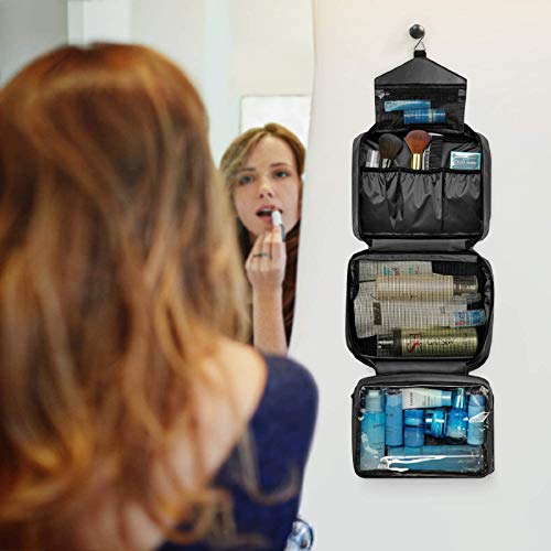Neceser de Viaje, Neceser Maquillaje Grande para Hombre y Mujer, Carttiya Bolsa de Aseo Impermeable para Colgar, Negro Neceser de Viaje, Neceser Maquillaje Grande para Hombre y Mujer, Carttiya Bolsa de Aseo Impermeable para Colgar, Negro