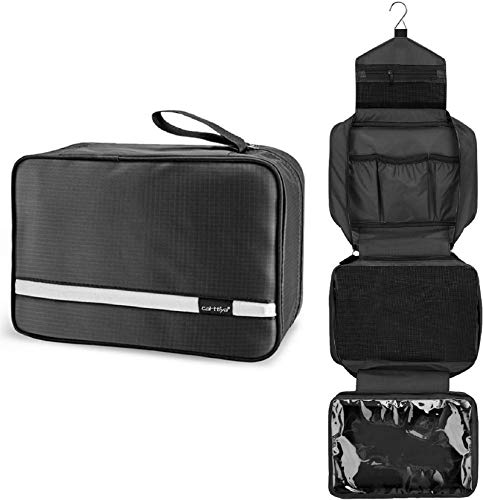 Neceser de Viaje, Neceser Maquillaje Grande para Hombre y Mujer, Carttiya Bolsa de Aseo Impermeable para Colgar, Negro