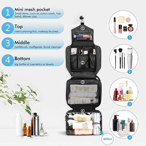 Neceser de Viaje, Neceser Maquillaje Grande para Hombre y Mujer, Carttiya Bolsa de Aseo Impermeable para Colgar, Negro Neceser de Viaje, Neceser Maquillaje Grande para Hombre y Mujer, Carttiya Bolsa de Aseo Impermeable para Colgar, Negro