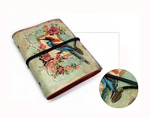 NectaRoy Retro Vintage Cuero Cuaderno Diario Notebook, Vintage Traveler Portátil, Rellenable, Diario Planificador con Papel Blanco y Bolsillo con Cremallera, 188x142x30mm