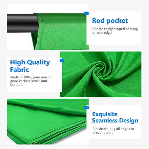 Neewer 10083667 Pro Fondo fotográfico 1,8 x 2.8M, Plegable Telón de Fondo de 100% Pura Muselina para Estudio fotográfico para Fotografía, Vídeo y Televisión, Verde, Incluye únicamente el Fondo