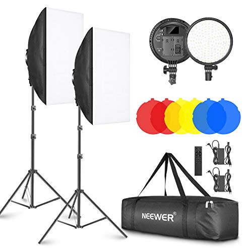Neewer 2-Pack Kit Iluminación LED 2,4G Softbox con Filtro Color 51,1x71cm Softbox 3200-5600K 48W Cabezal de Luz LED Regulable con Control Remoto 2,4G Soporte Luz Filtro Rojo Amarillo Azul para Vídeo Neewer 2-Pack Kit Iluminación LED 2,4G Softbox con Filtro Color 51,1x71cm Softbox 3200-5600K 48W Cabezal de Luz LED Regulable con Control Remoto 2,4G Soporte Luz Filtro Rojo Amarillo Azul para Vídeo
