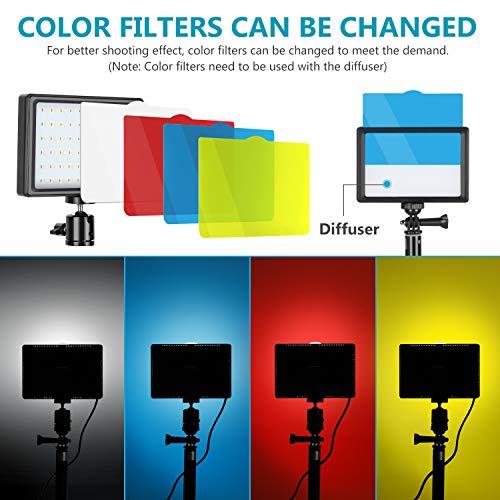 Neewer 2-Pack Luz LED Video 5600K Regulable con Soporte Trípode Ajustable/Filtros de Color para Tablero de Mesa/Angulo Bajo,Iluminación LED Colorida,Retrato Producto Fotografía Video Youtube Neewer 2-Pack Luz LED Video 5600K Regulable con Soporte Trípode Ajustable/Filtros de Color para Tablero de Mesa/Angulo Bajo,Iluminación LED Colorida,Retrato Producto Fotografía Video Youtube