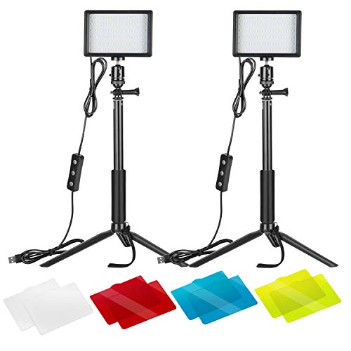 Neewer 2-Pack Luz LED Video 5600K Regulable con Soporte Trípode Ajustable/Filtros de Color para Tablero de Mesa/Angulo Bajo,Iluminación LED Colorida,Retrato Producto Fotografía Video Youtube Neewer 2-Pack Luz LED Video 5600K Regulable con Soporte Trípode Ajustable/Filtros de Color para Tablero de Mesa/Angulo Bajo,Iluminación LED Colorida,Retrato Producto Fotografía Video Youtube