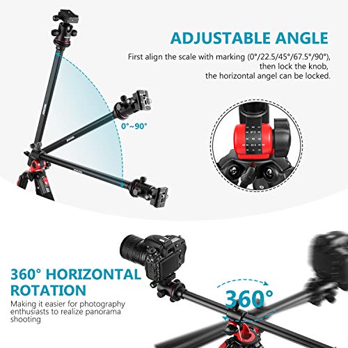 Neewer 2en1 Monopie Trípode de Cámara con Columna Central Giratoria 360°y Placa QR con Cabeza Esférica 184cm Patas de Trípode de Aluminio 4 Secciones para Cámaras DSLR Hasta 15kg