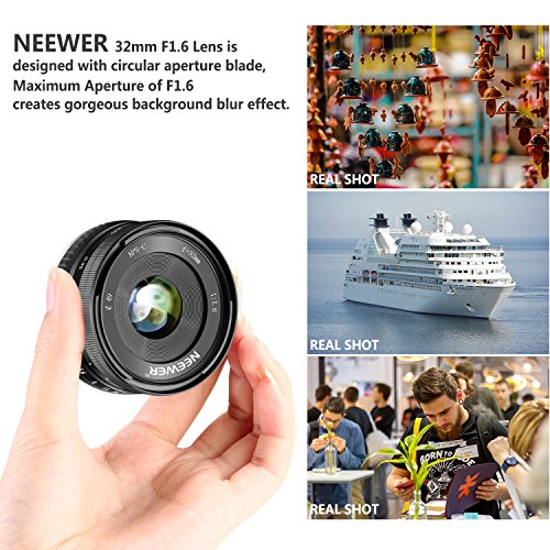 Neewer 32mm F/1,6 Enfoque Manual Objetivo Principal Afilado Alta Apertura,para Sony E-Mount APS-C Sony A7III A9 NEX 3 3N 5 NEX 5T NEX 5R NEX 6 7 A5000 A5100 A6000 A6100 A6300 A6500