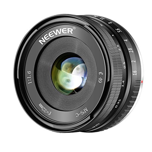 Neewer 32mm F/1,6 Enfoque Manual Objetivo Principal Afilado Alta Apertura,para Sony E-Mount APS-C Sony A7III A9 NEX 3 3N 5 NEX 5T NEX 5R NEX 6 7 A5000 A5100 A6000 A6100 A6300 A6500