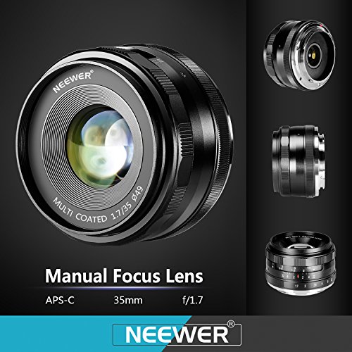 Neewer 35 mm f/1.7 Lentes con Fuego Manual para cámaras Digitales Sony E-Mount con Sensor APS-C, como Sony A7III A9 NEX 3 3N 5 NEX 5T NEX 5R NEX 6 7 A6400 A5000 A5100 A6000 A6100 A6300 A6500 A3000