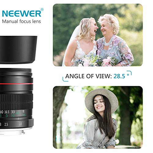 Neewer 85mm f/1.8 Lente Retrato Telefoto Asférica para Cámaras DSLR Nikon D5 D4S DF D4 D810 D800 D750 D7200 D7100 D7000 D5500 D5300 D5200 D3400 D3100,Enfoque Manual Cristal HD