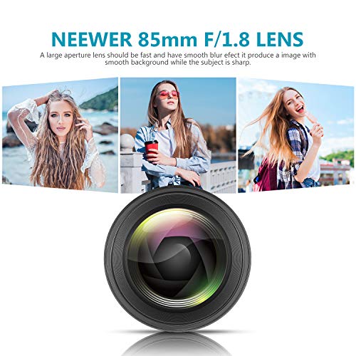 Neewer 85mm f/1.8 Lente Retrato Telefoto Asférica para Cámaras DSLR Nikon D5 D4S DF D4 D810 D800 D750 D7200 D7100 D7000 D5500 D5300 D5200 D3400 D3100,Enfoque Manual Cristal HD