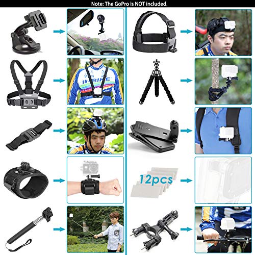 Neewer Kit de Accesorios de Cámara de Acción 58 en 1 para GoPro Hero 9 8 MAX 7 6 5 4 Negro 2018 Sesión, SJ4000/5000, para Nikon y Sony Deporte DV para Montar Camping y Más