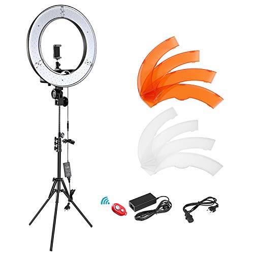 Neewer Luz Anillo LED 14"/36cm Exterior 32W 5500K Kit Soporte Luz Tubo Suave Filtro Color Adaptador de Zapata Receptor de Bluetooth para Teléfono Inteligente YouTube Parra Autorretrato Grabación Vídeo