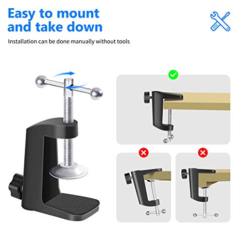 'Neewer® Mesa de metal resistente abrazadera de fijación soporte para micrófono Extensiones Tijeras colgantes con tornillo de posicionamiento ajustable, se adapta Hasta 1.97/5 cm Mesa grosor – Negro (2 unidades) 'Neewer® Mesa de metal resistente abrazadera de fijación soporte para micrófono Extensiones Tijeras colgantes con tornillo de posicionamiento ajustable, se adapta Hasta 1.97/5 cm Mesa grosor – Negro (2 unidades)