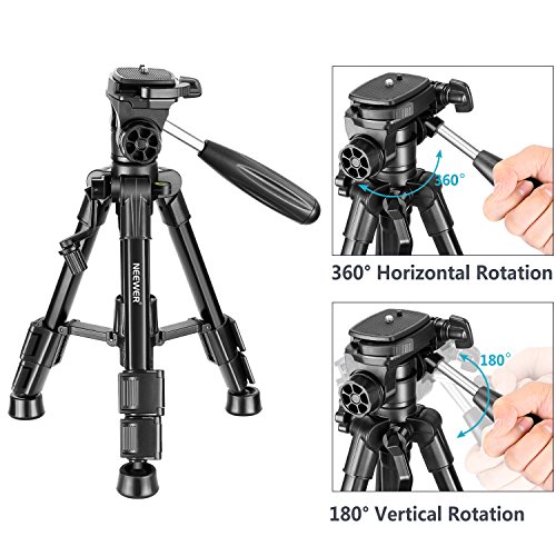 Neewer Mini Trípode Cámara de Sobremesa de Viaje 62 Centímetros, Ligero y Portátil de Aluminio con 3 Vías Giratoria Cabeza Pan para Cámara DSLR, Smartphones, DV hasta 3 Kilogramos (T210) Neewer Mini Trípode Cámara de Sobremesa de Viaje 62 Centímetros, Ligero y Portátil de Aluminio con 3 Vías Giratoria Cabeza Pan para Cámara DSLR, Smartphones, DV hasta 3 Kilogramos (T210)