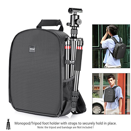 Neewer Mochila para cámara flexible acolchada con separadores con protector antigolpes, para cámaras SLR y otros accesorios, interior gris Neewer Mochila para cámara flexible acolchada con separadores con protector antigolpes, para cámaras SLR y otros accesorios, interior gris
