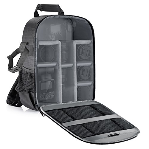 Neewer Mochila para cámara flexible acolchada con separadores con protector antigolpes, para cámaras SLR y otros accesorios, interior gris Neewer Mochila para cámara flexible acolchada con separadores con protector antigolpes, para cámaras SLR y otros accesorios, interior gris